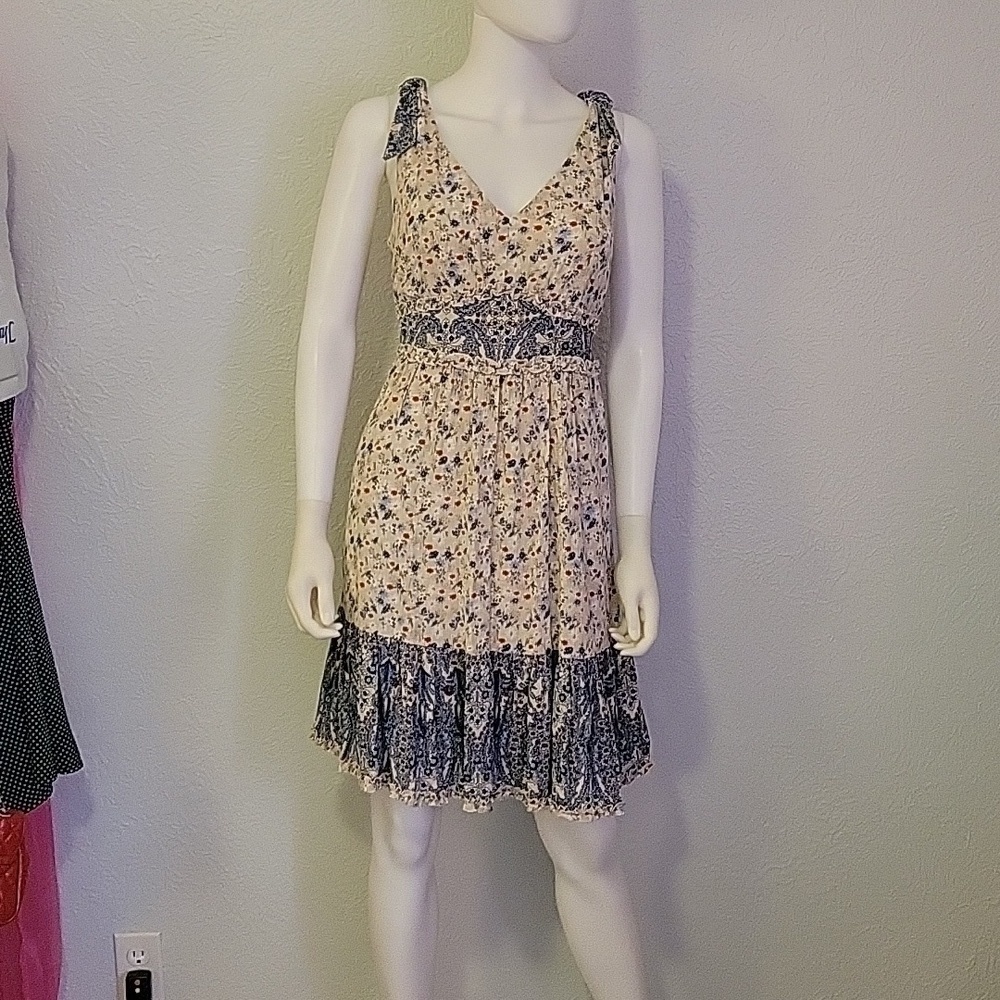 Vtg CATO Coquette Ditsy Floral V-Neck Bow Strap Boho Fairycore Dress - Picture 3 of 10